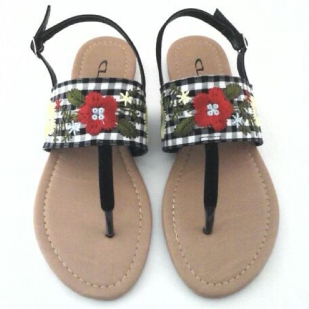 Checkered Floral Sandals